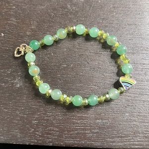 Handmade Rainbow 🌈 Heart w/ Aventurine gemstone Bracelet